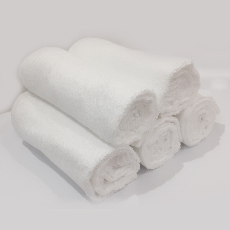 Combo 5 cái Khăn gội cotton xuất khẩu dư, màu trắng hotel dài 85x35cm
