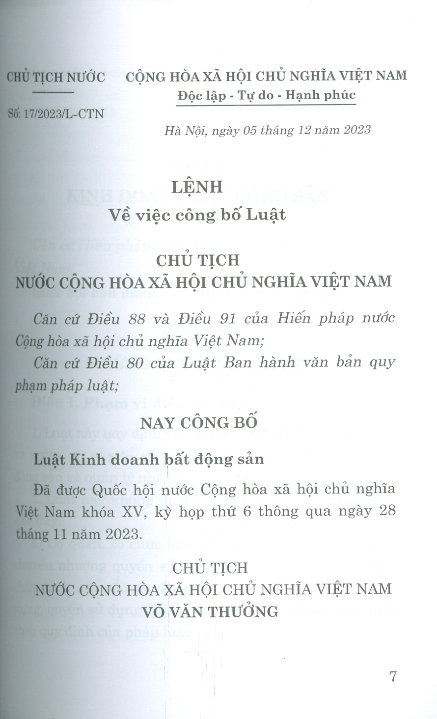 Luật Kinh Doanh Bất Động Sản Năm 2023 (Sửa Đổi, Bổ Sung Năm 2024)