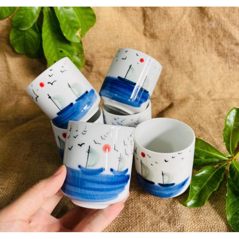 Set 6 ly dung tích 180ml. Gốm sứ Bát Tràng.