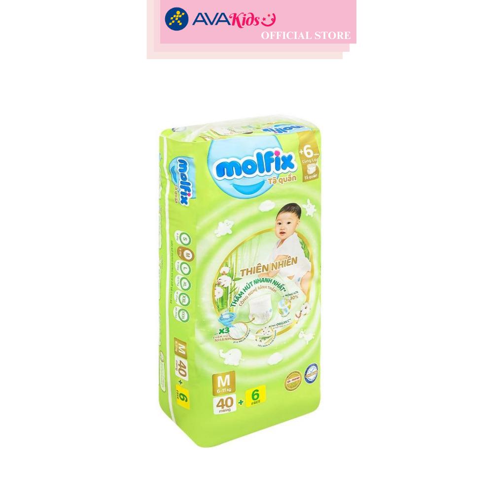 Tã quần Molfix thiên nhiên size M 40 + 6 miếng (6 - 11 kg)