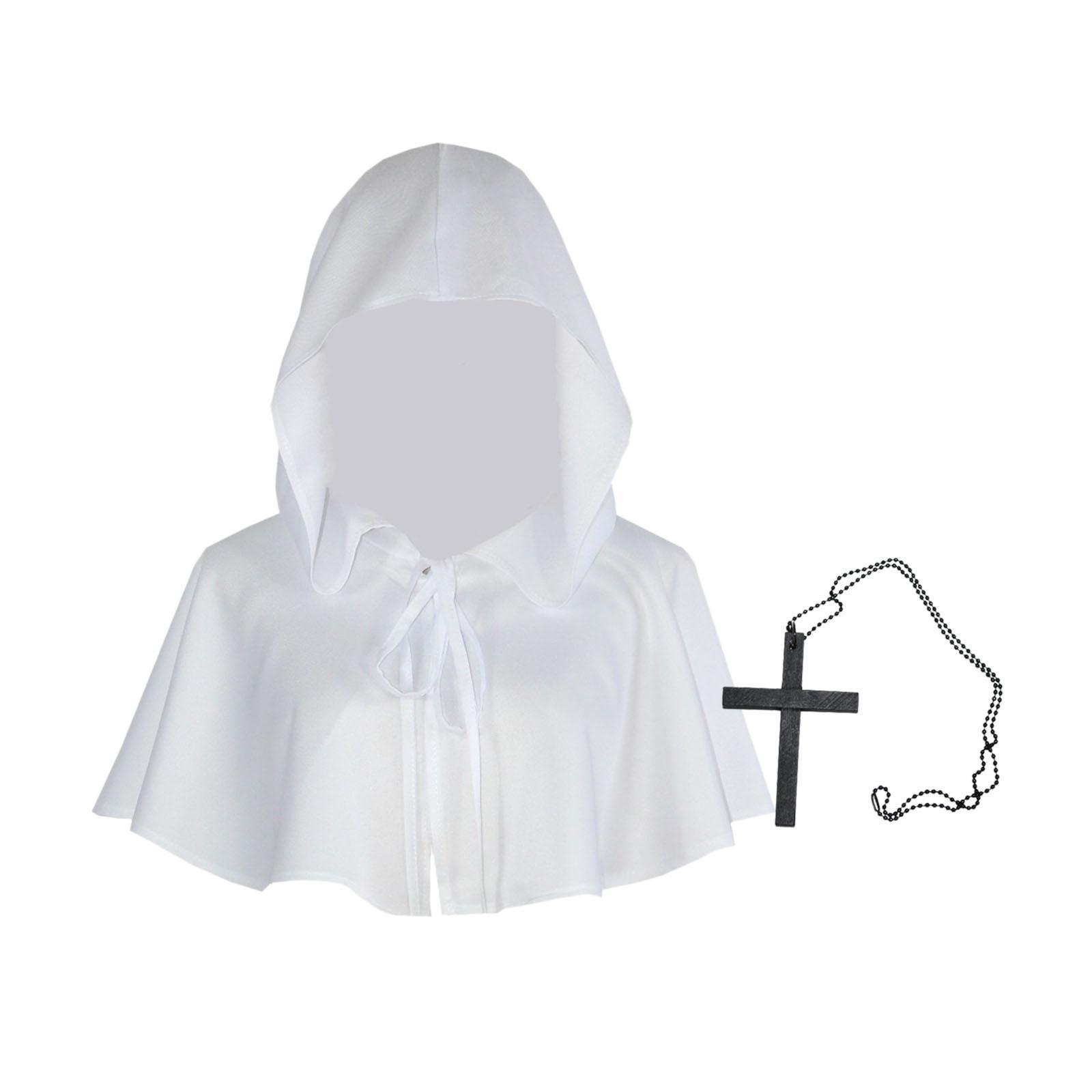 Halloween Cloak Death Cape Halloween Party Cosplay Witch Cowl Hat Short Cape Gothic Props Medieval Hooded Cloak Hat Hooded Poncho for Unisex