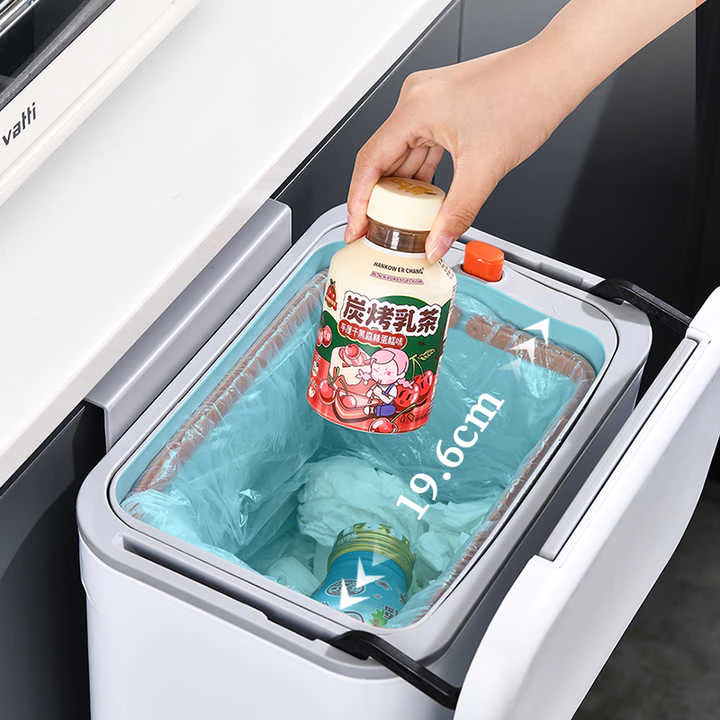 Thùng rác treo tủ bếp 9L, thùng rác nắp lật nắp đậy thông minh nhựa PP cao cấp (có ruột &amp; quai xách) Bếp Xanh BX-PTC3000