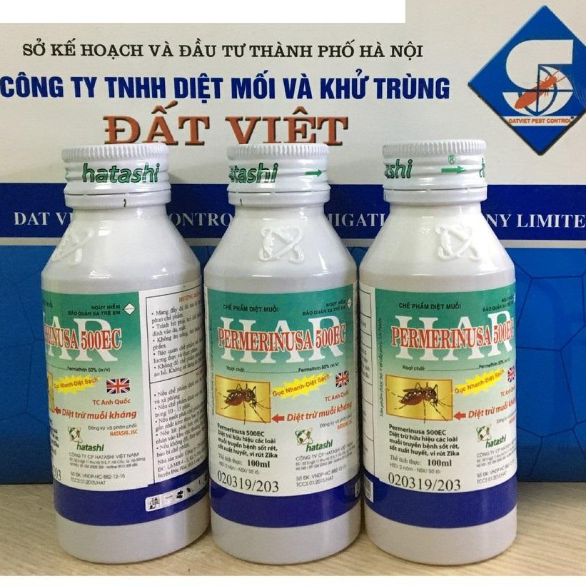 Bộ 3 LỌ Thuốc diệt muỗi PERMERINUSA 500EC loại 100ml,diệt trừ muỗi truyền bệnh sốt rét,sốt xuất huyết,vi rút Zika