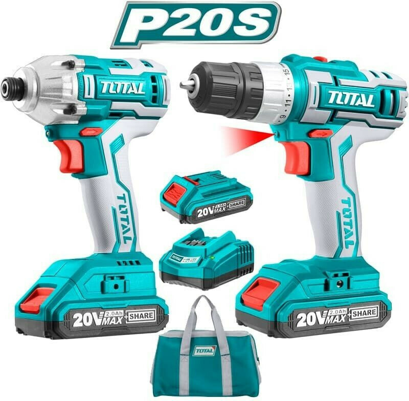 Bộ combo máy siết vít và máy khoan dùng pin 20V total TCKLI2006