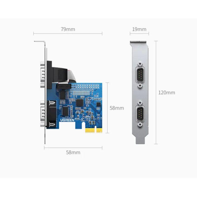 Ugreen UG80116CM336TK RS232 Card mở rộng PCI-e 1x sang 2 cổng Com - HÀNG CHÍNH HÃNG