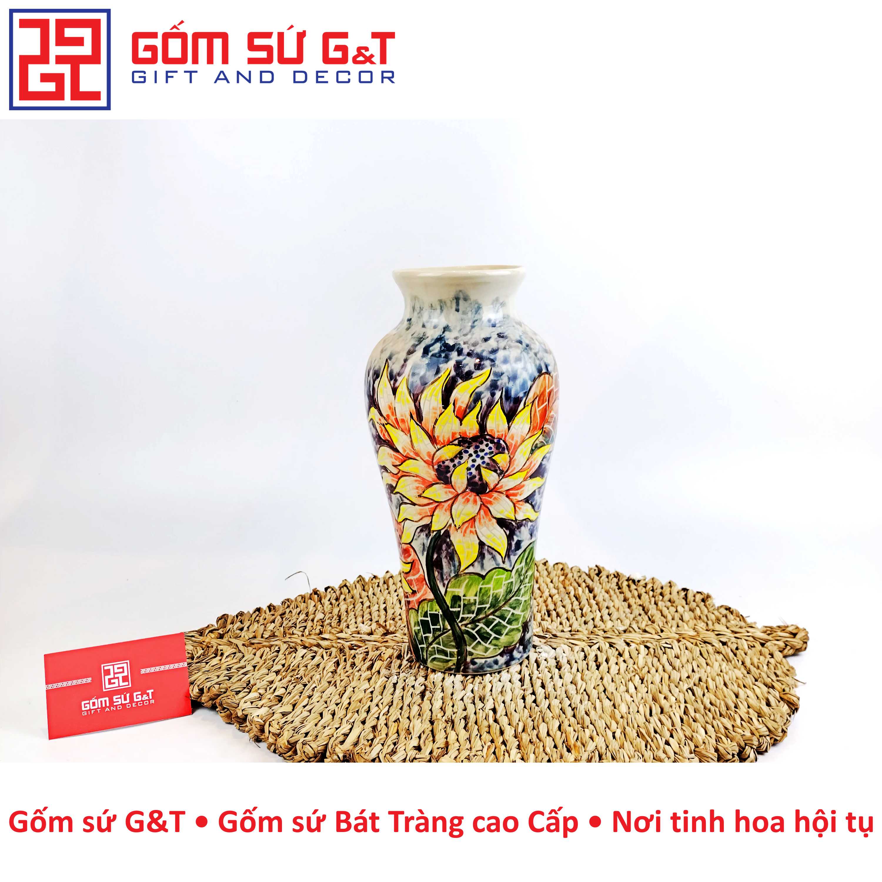 Lọ hoa đùi dế hoa hướng dương Gốm Sứ G&T