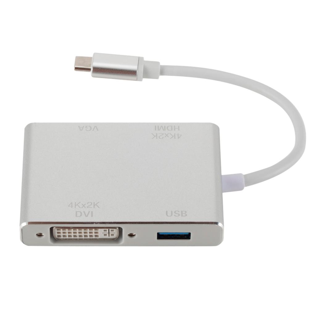 4in1 USB C Loại C Sang DVI HDMI VGA 1080P USB3.0 USB-C Dây Cáp Adapter