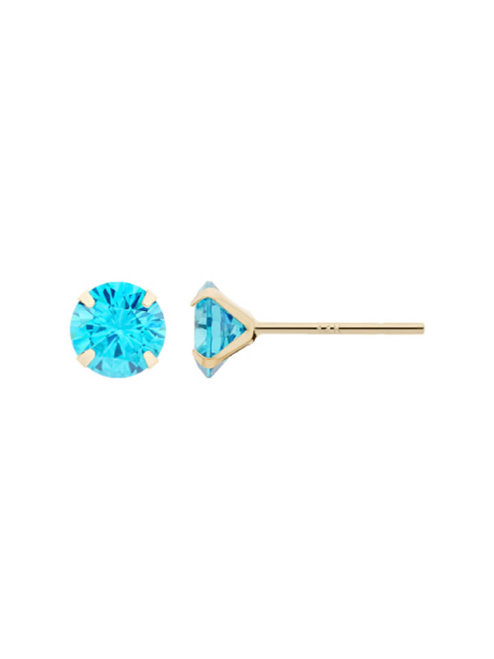14K Gold Post Earrings Aquablue - MOON Jewelry