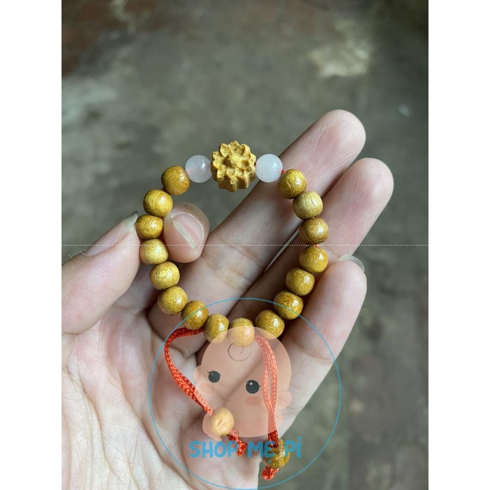 Vòng dâu tằm thật đính đá phong thuỷ mix hoa sen