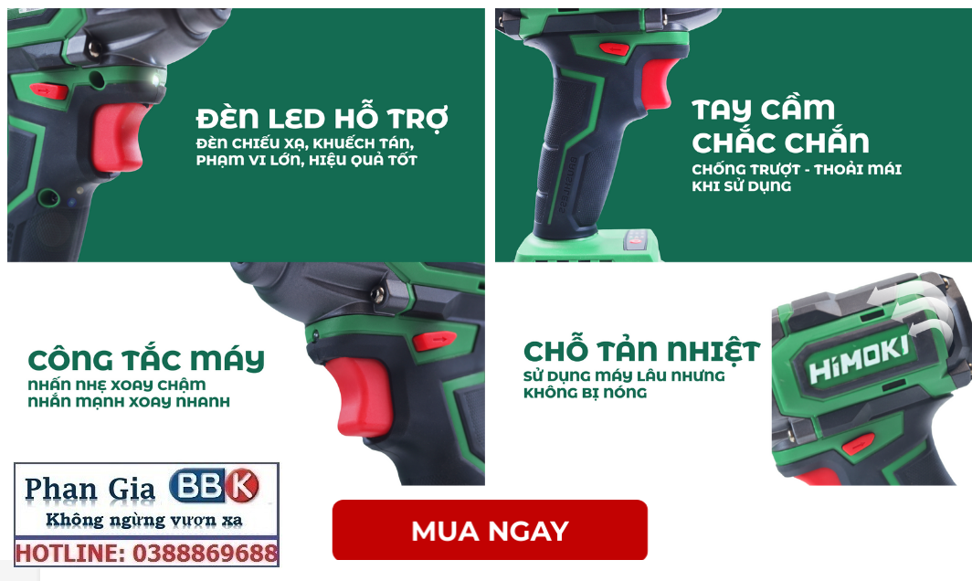 Máy Siết Bulong Đa Năng HIMOKI-HM-IW350N 21V - Motor Ruột Đồng 100% - Động Cơ Không Chổi Than Siêu Mạnh Mẽ