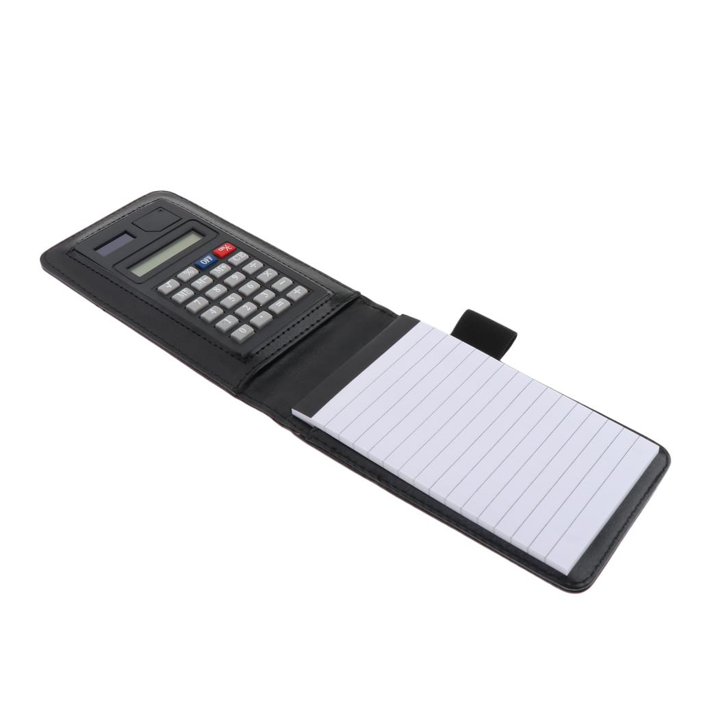 Faux Leather Waterproof Top Hardcover Notes Book with Calculator Black