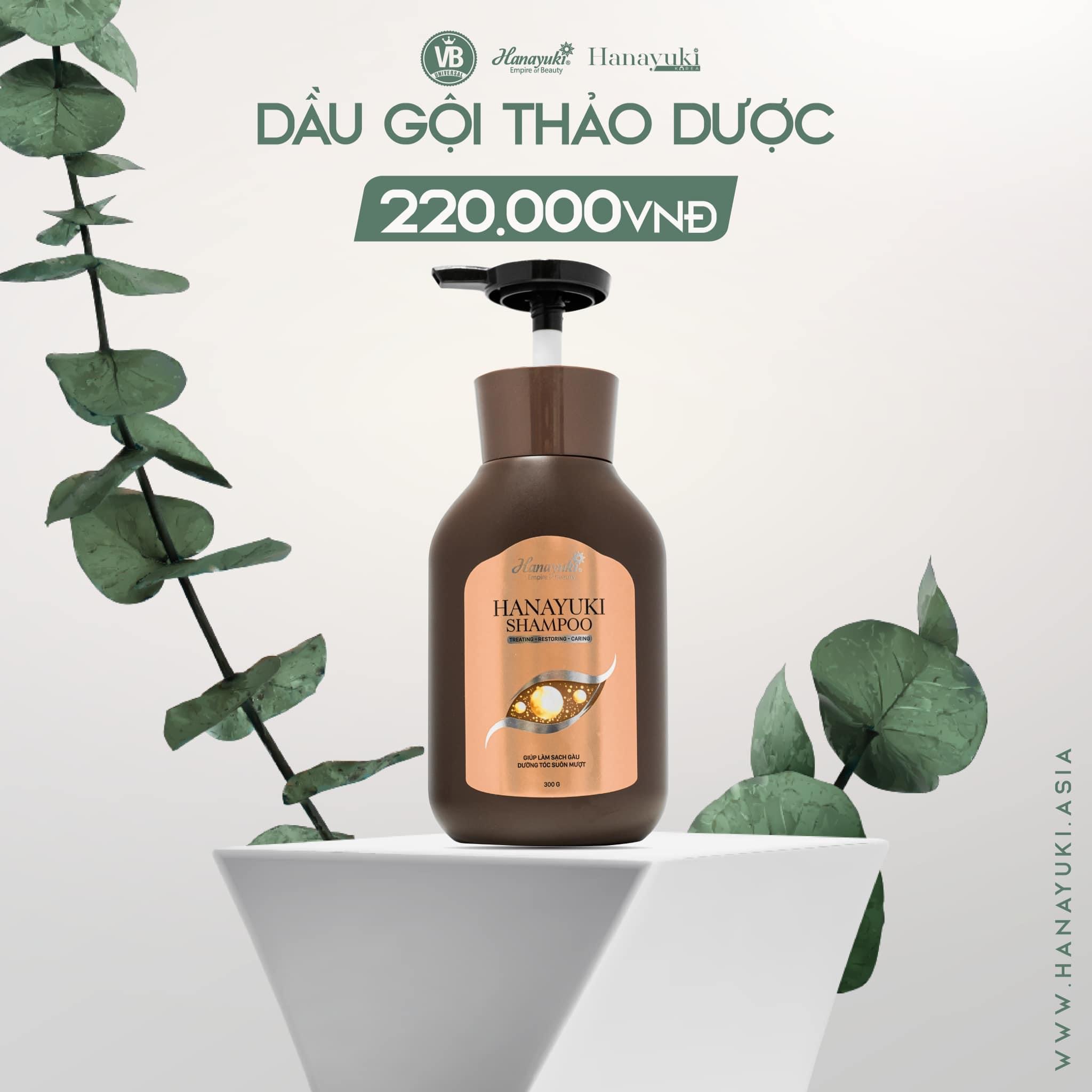 Dầu gội Hanayuki Shampoo giúp sạch gàu, chắc khoẻ, suôn mượt, nuôi dưỡng mái tóc bồng bềnh