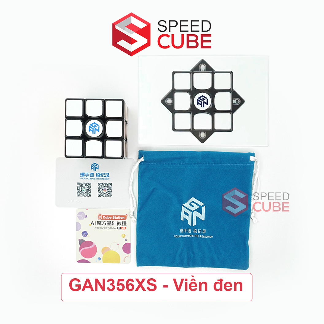 Đồ chơi ảo thuật Rubik 3x3 GAN 356 XS Stickerless/Viền đen, Rubik 3x3x3 Nam Châm Xoay Mượt