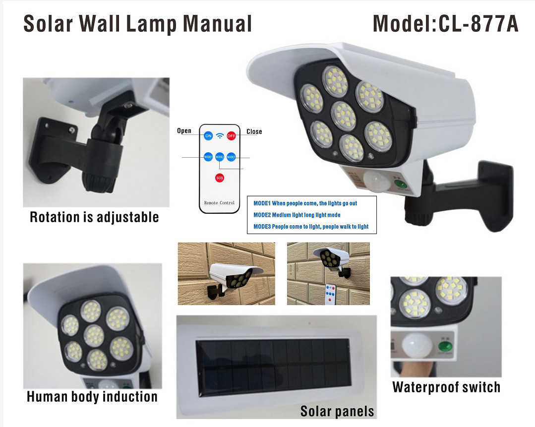 ĐÈN CẢM BIẾN NĂNG LƯỢNG CL-877A HÌNH CAMERA , KÈM REMOTE FULL PHỤ KIỆN,SIÊU SÁNG