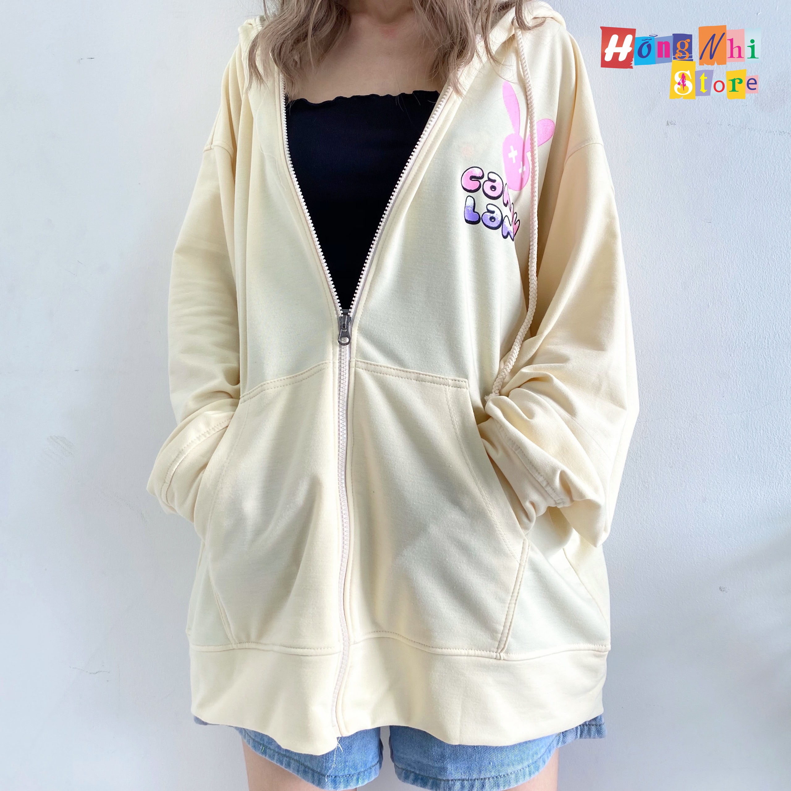 Áo Khoác Hoodie Zip In Hình CANDY LAND Oversize Ulzzang Unisex Dáng Rộng - MM