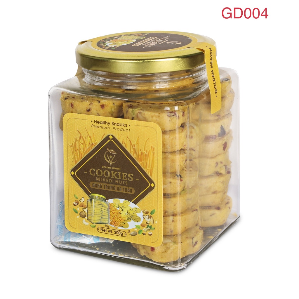 Bánh Cookies Đông Trùng Hạ Thảo Golden Health GD004, Bánh Quy Ăn Kiêng Chuẩn Healthy 200G