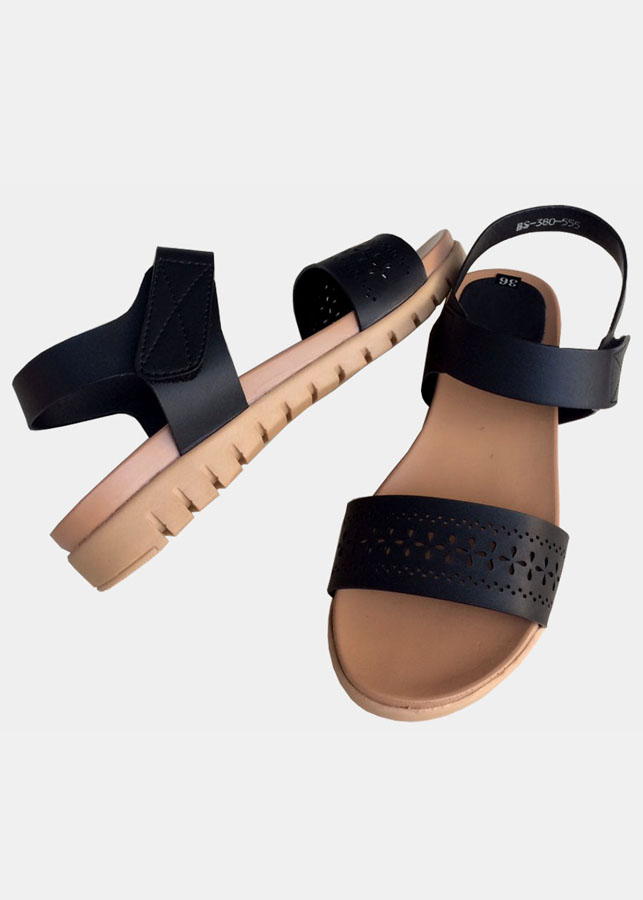 Giày sandal đen đế bệt cao cấp TH_SD045