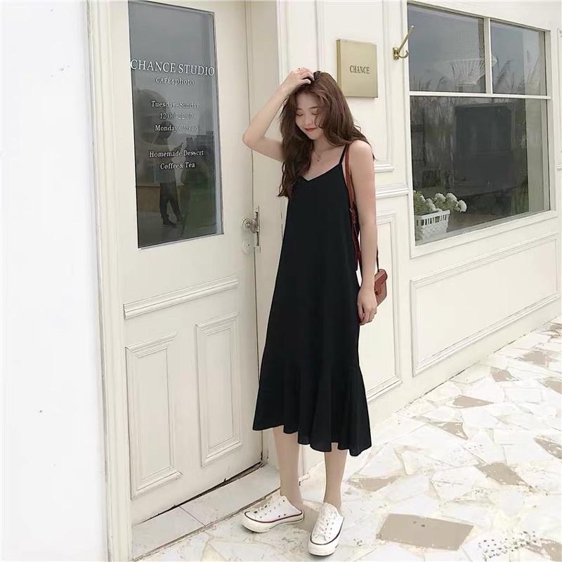 Váy hai dây maxi dáng suông đuôi cá Đầm dáng suông Quảng châu