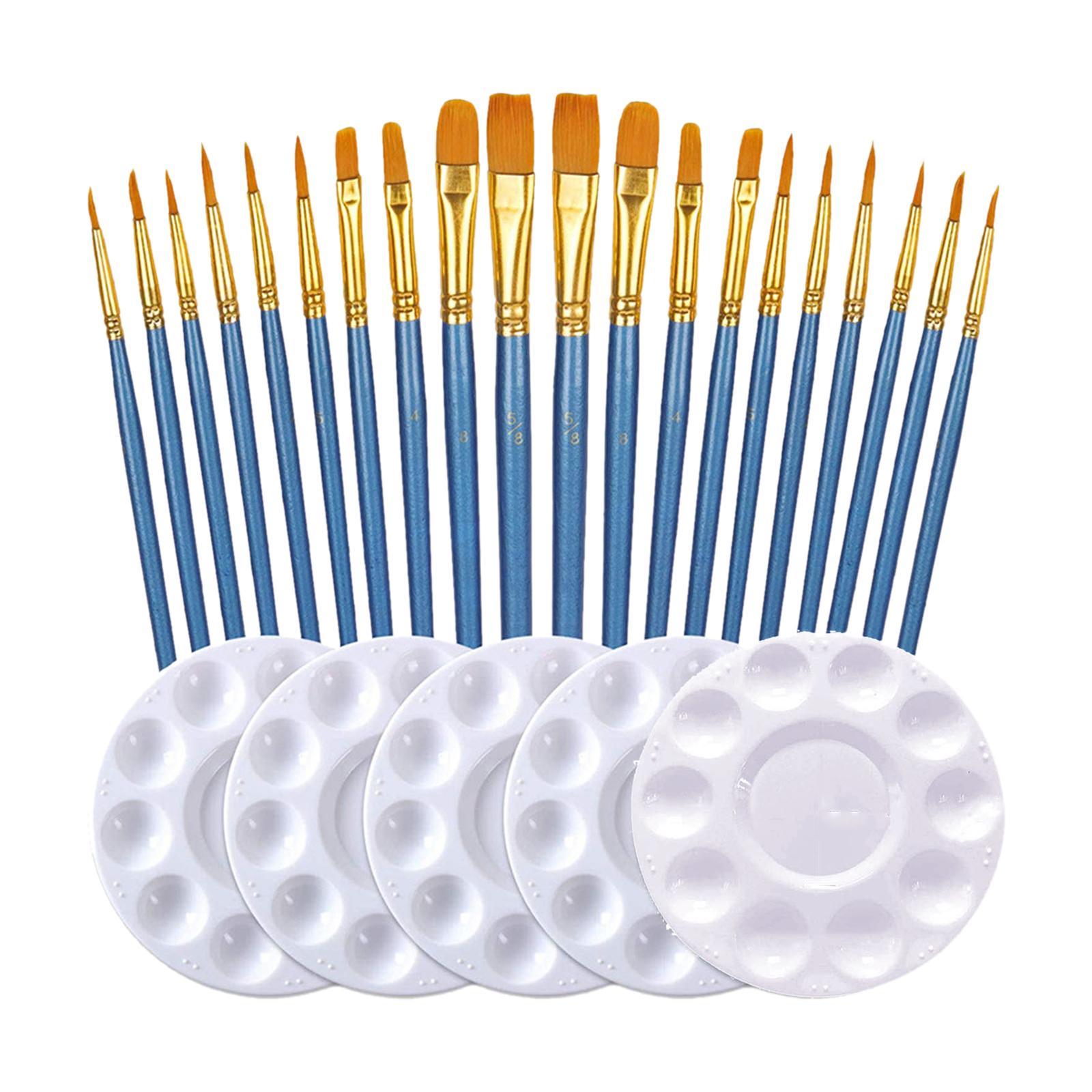 25x Paint Brushes Palette Set Acrylic Painting Tool Artist Paint Brushes Nylon Hair Brushes for Arts Projects Classroom Make up DIY Crafts