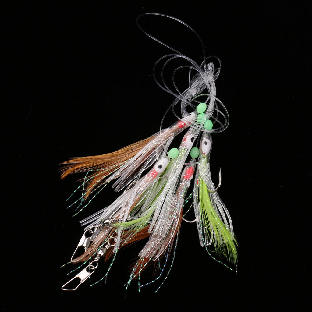 2xSabiki Fishing Lure Rigs Bait Jigs Lure Soft Lure String Crystal Barbed Hook