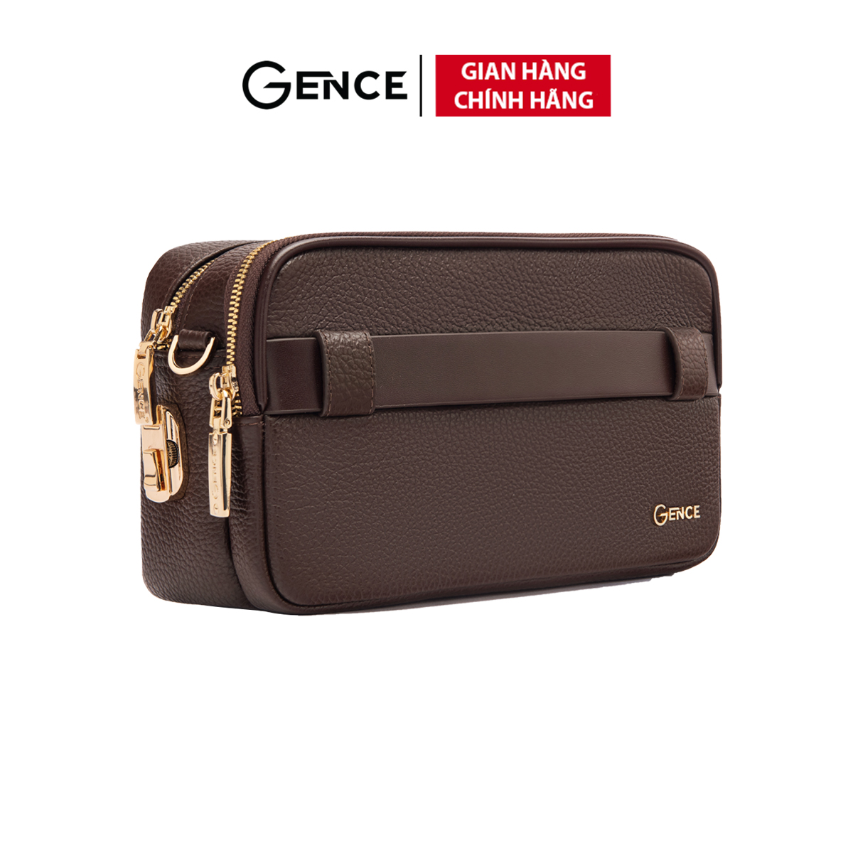 Ví Da Cầm Tay Clutch Nam Chính Hãng GENCE RB09 Da Bò Khóa Vân Tay Cao Cấp Màu Nâu