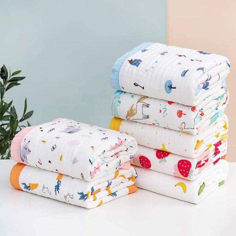 Khăn Xô Bo Viền 6 lớp,vải cotton,khổ to rộng 1,1mx1,2met