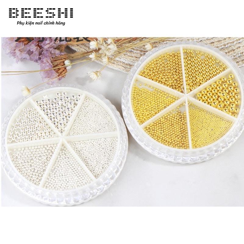 Bi nail trang trí móng vàng bạc mix size 6 ô-beeshi shop nail