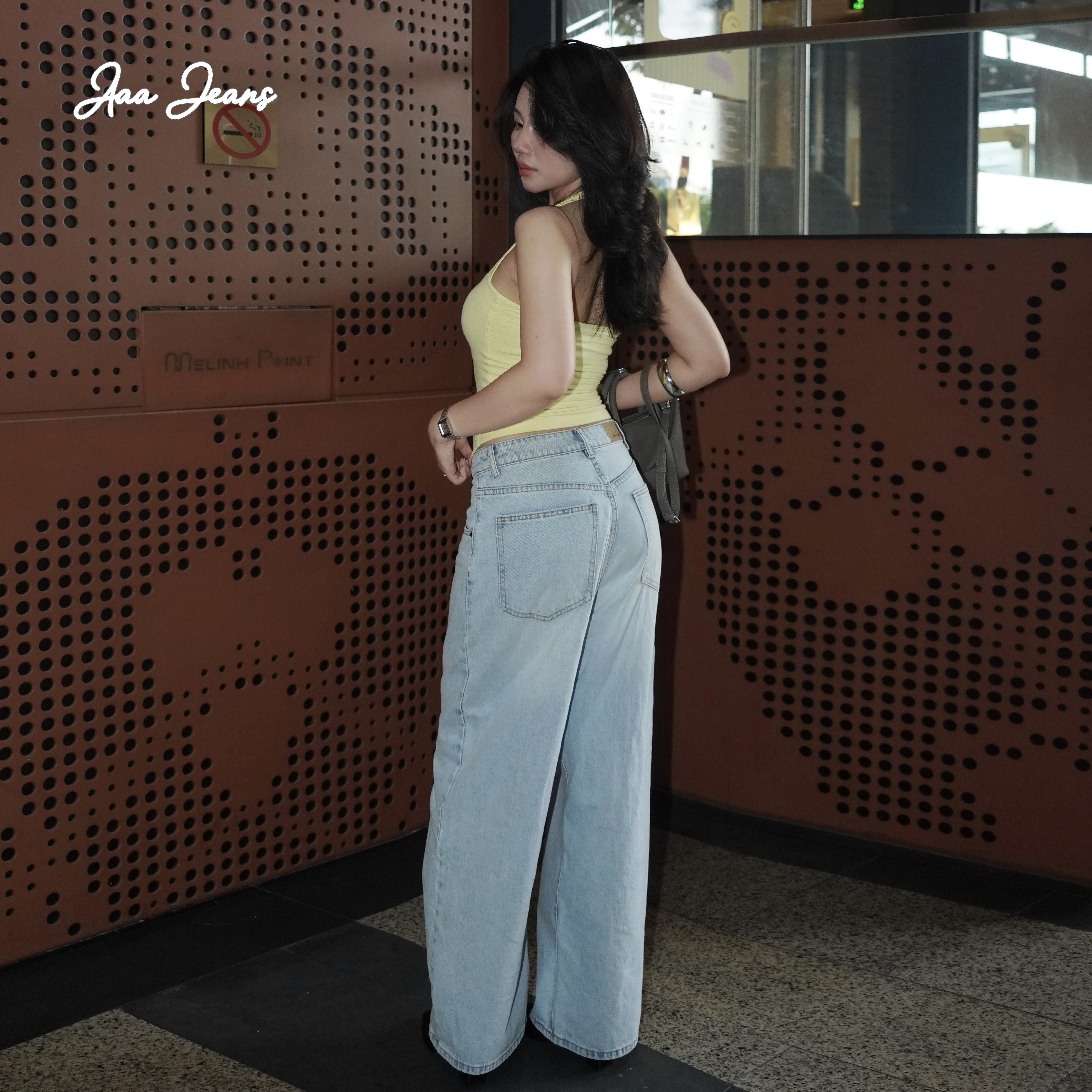 Quần jeans ống rộng balloon màu Lila Blue Aaa Jeans