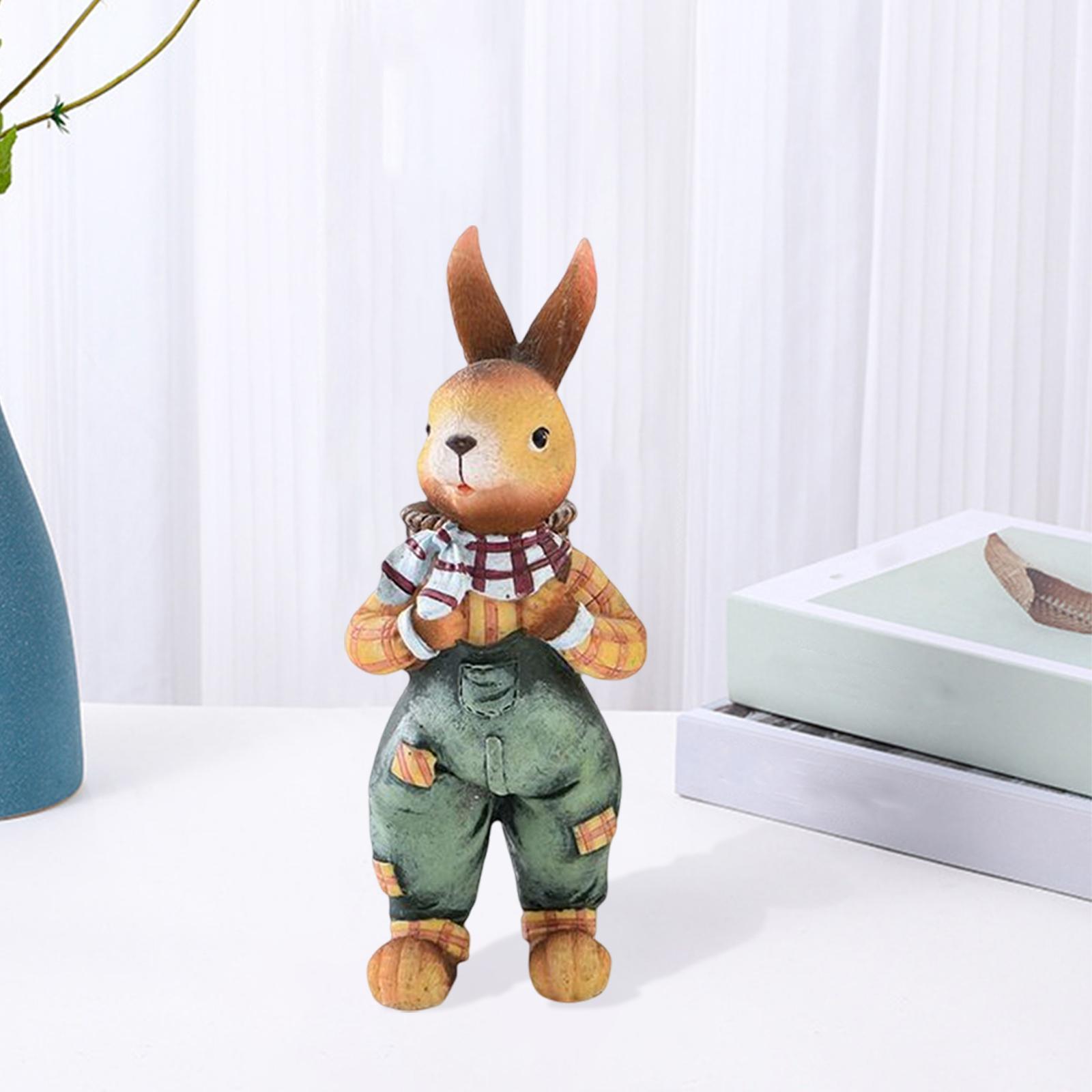 Bunny Figurine Desktop Resin Craft Ornament Rabbit Statue Home Decoration