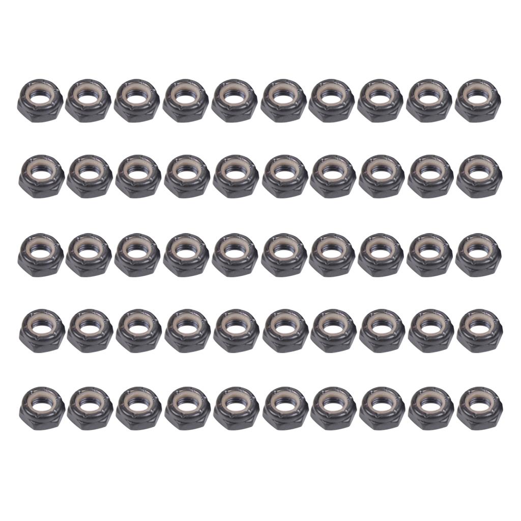 50 Pieces Skateboard Longboard Trucks Wheels Replacement Axle Nuts Hardware