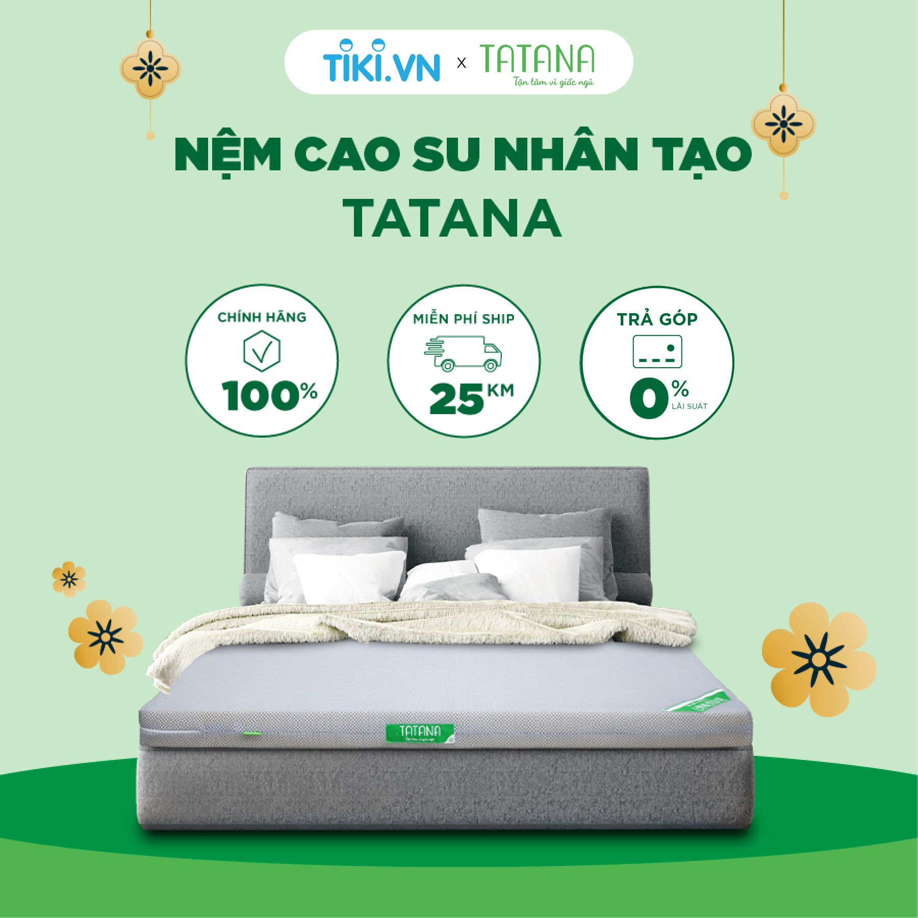 Nệm Cao Su Nhân Tạo Cao Cấp Thẳng Tatana