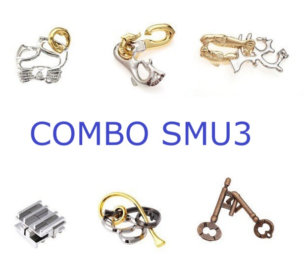 Combo SMU3_Đồ chơi trí tuệ Khóa Kim Loại Hanayama Puzzle - Thử thách giải đố thông minh