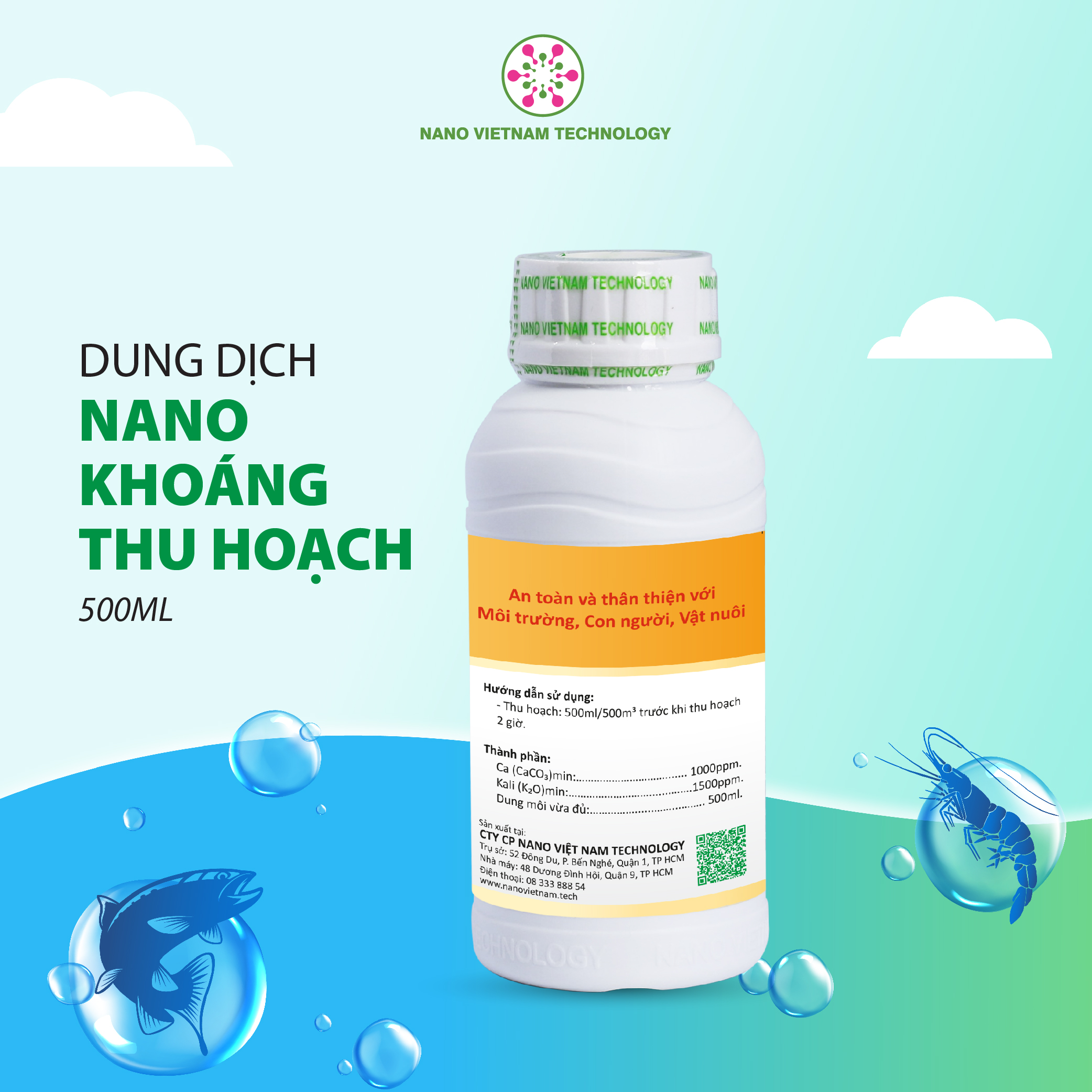 Khoáng thu hoạch 100% nguyên chất Nano Vietnam Tech cho tôm, cá và động vật thủy sinh