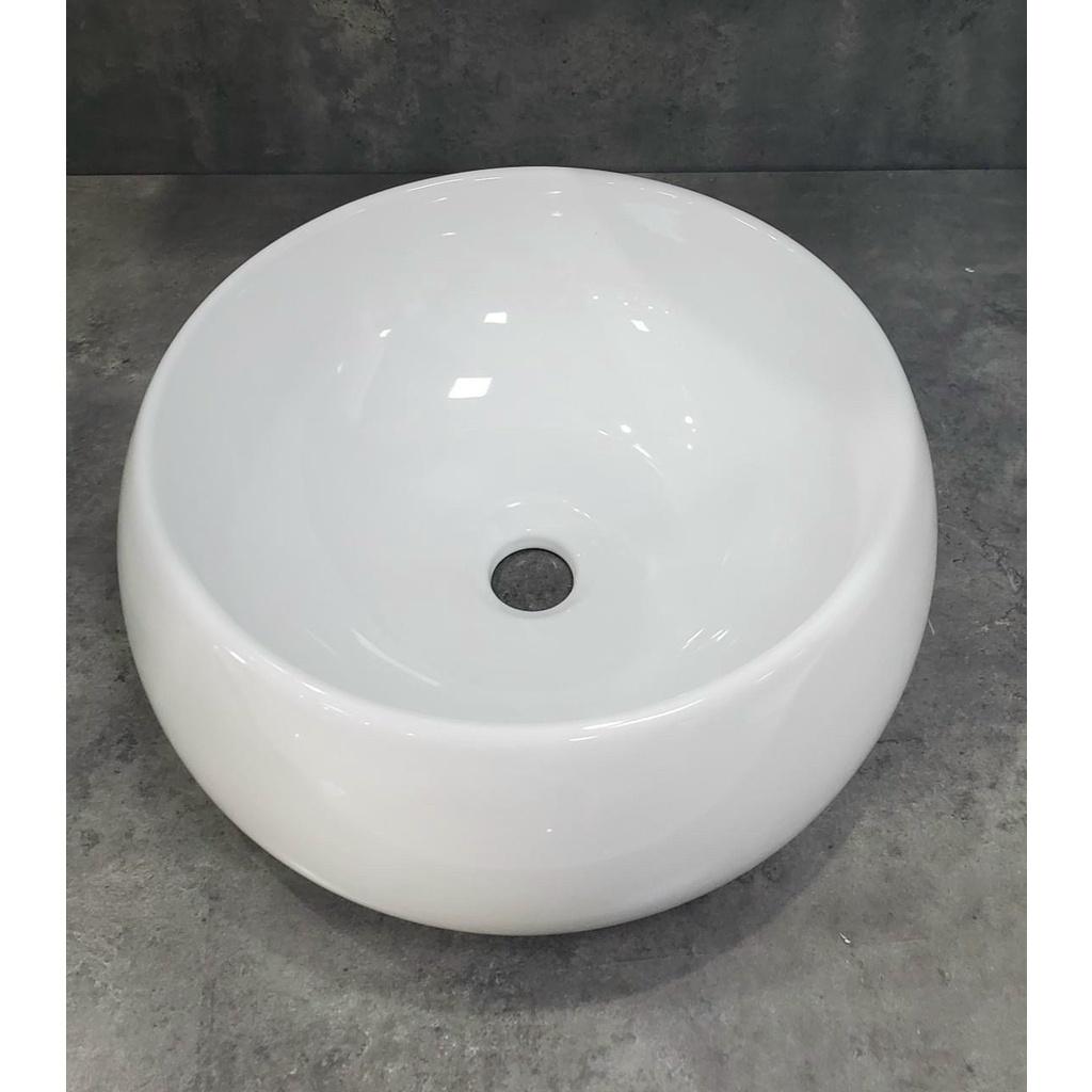 Lavabo chậu rửa mặt để bàn hình tròn trắng