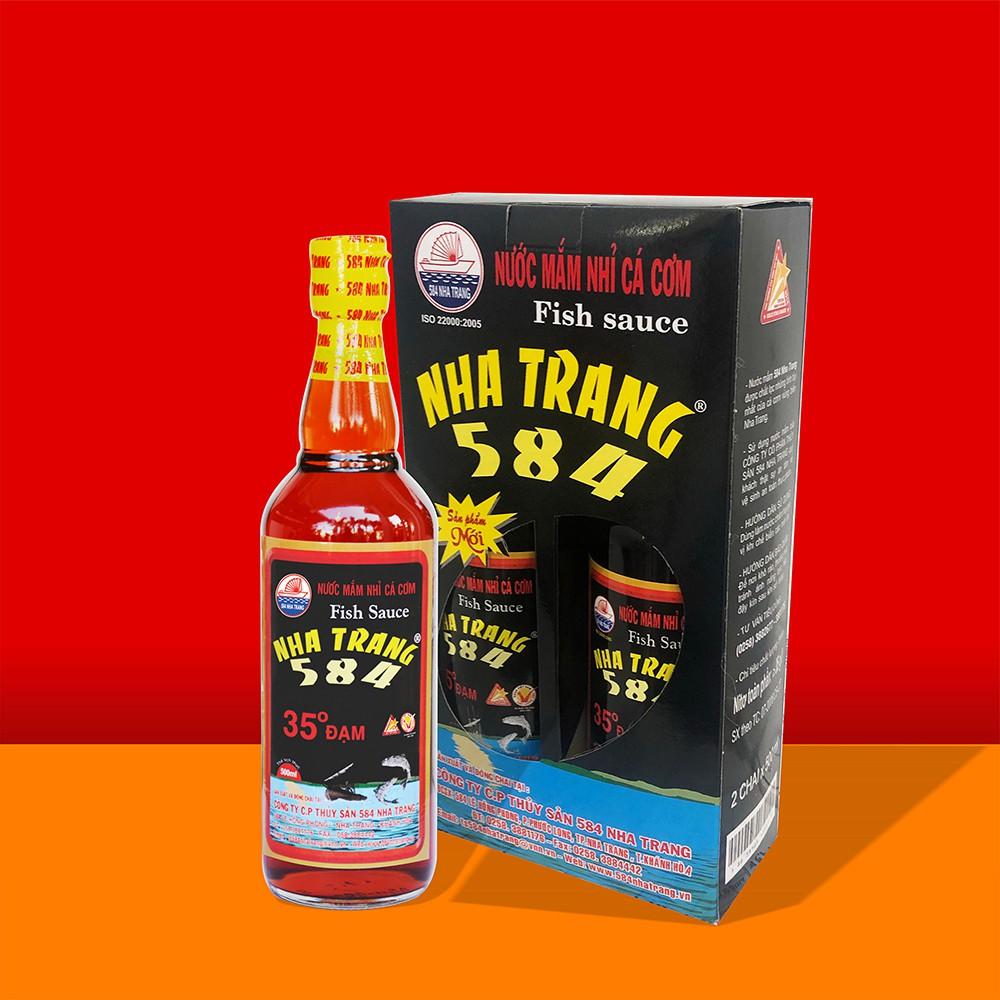 Thùng 6 chai Nước mắm Nhỉ Cá cơm - 584 Nha Trang - 35 độ đạm - Chai Nhựa PET 500ml, Date luôn mới