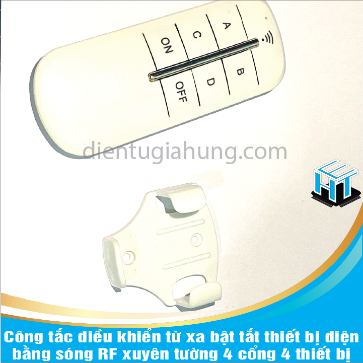 Công tắc điều khiển từ xa bật tắt thiết bị điện bằng sóng RF xuyên tường 4 cổng 4 thiết bị