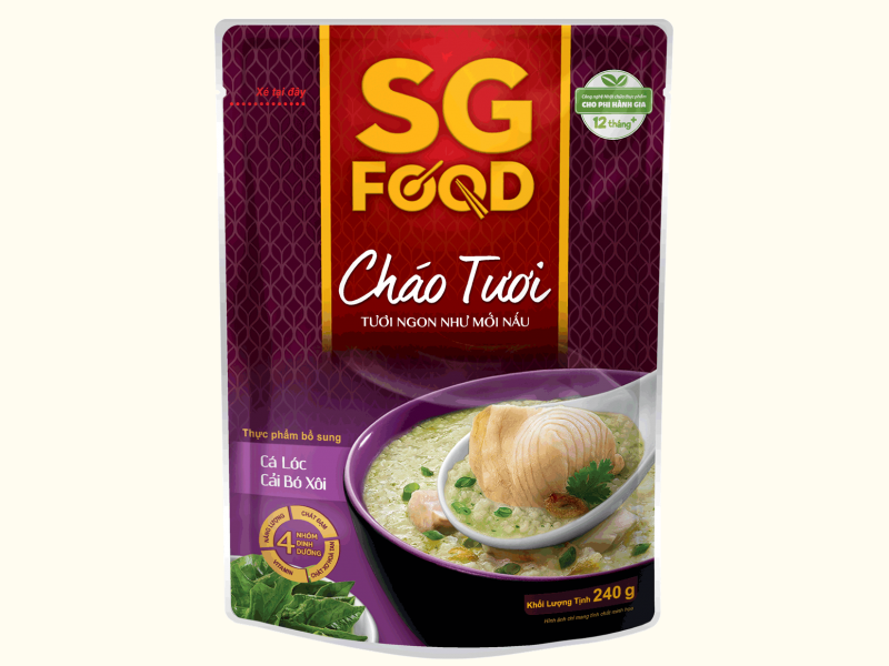 Cháo tươi Sai Gon Food vị Cá lóc Cải bó xôi 270g