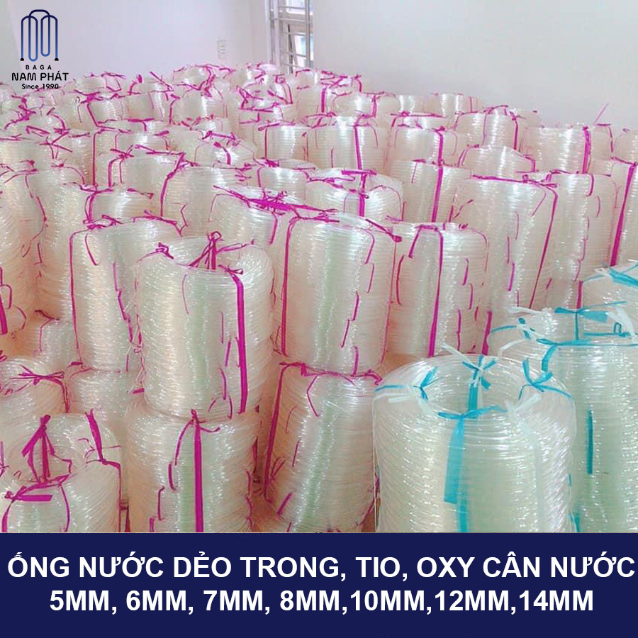Cuộn 33m Ống nước dẻo trong, ống tio, Oxy trắng trong nhựa dẻo 14mm