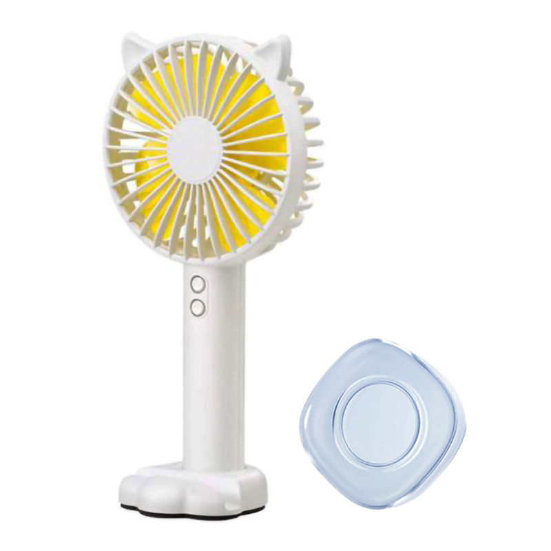 [Tặng Gel Pad] Quạt mini cầm tay tiện dụng handy fan 3 tốc độ gió tai mèo cao cấp có đèn, giá đỡ điện thoại, giao màu ngẫu nhiên