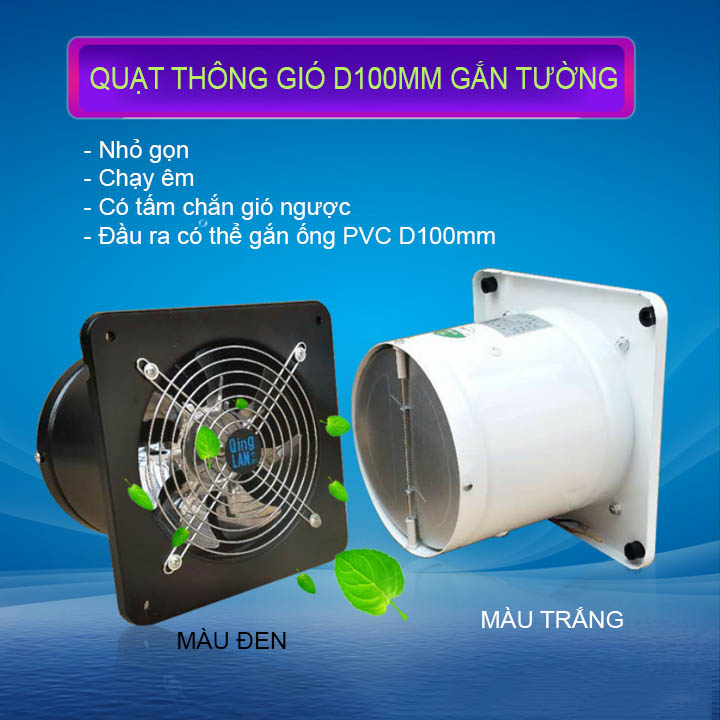 Quạt thông gió gắn tường mini 4inch D100mm, có tai bắt vít tiện dụng