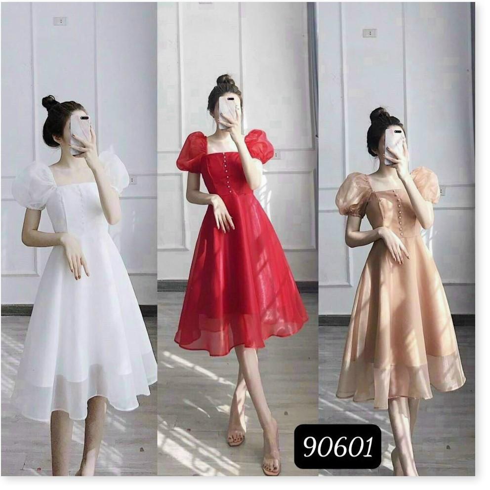 Đầm phối voan kiếng có nút siêu đẹp , tôn dáng cho các nàng THỜI TRANG MỚI KINGSHOP79