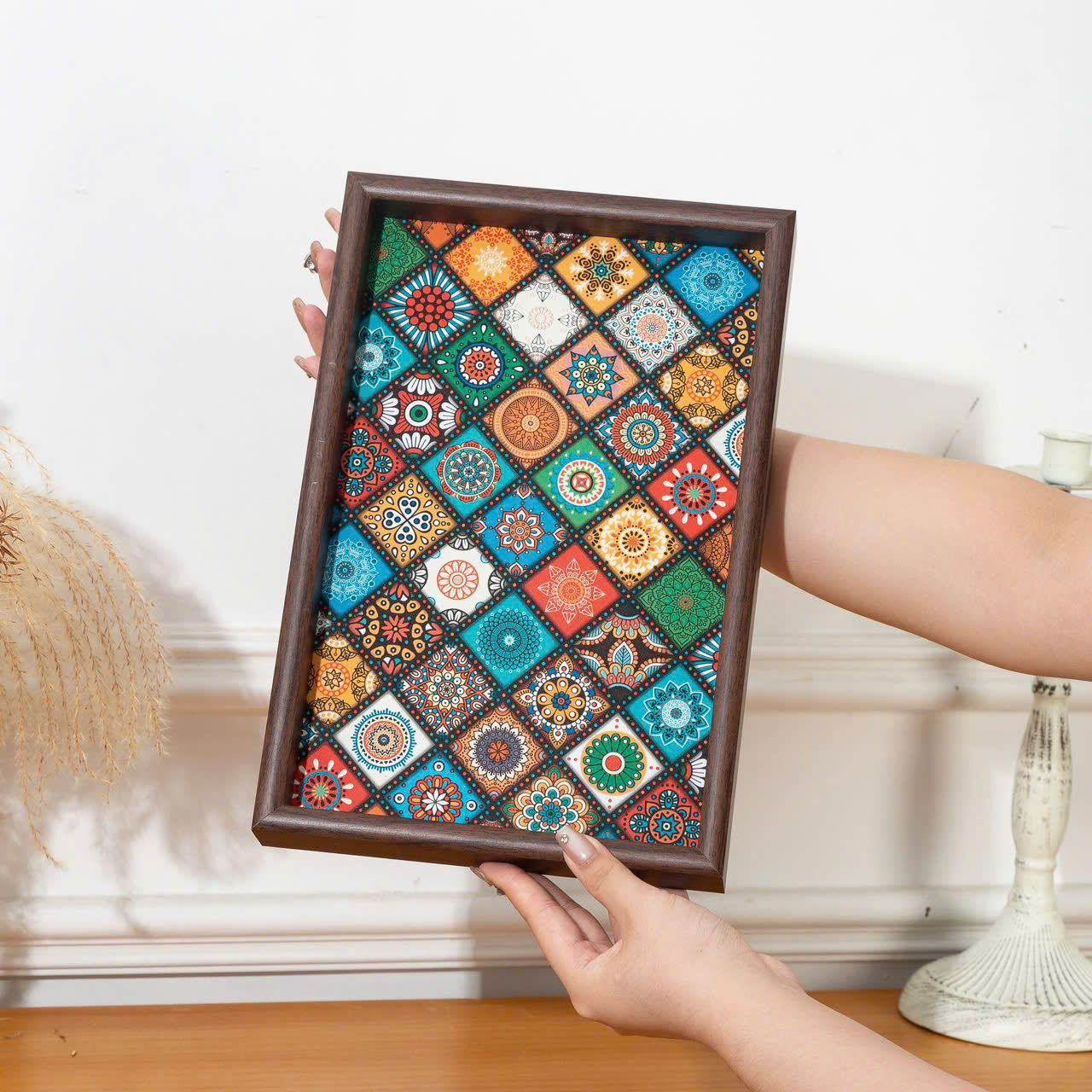 Khay Trà Gỗ Họa Tiết Mosaic Phong Cách Bohemian 30×20cm | Khay Đựng Ly Cốc Cao Cấp | Khay Decor Trang Trí Nhà Cửa -  HÀNG CHÍNH HÃNG MINIIN