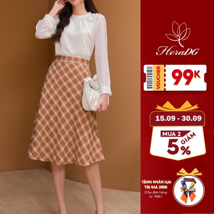 Chân váy midi kẻ caro trẻ trung HeraDG WJPBA003