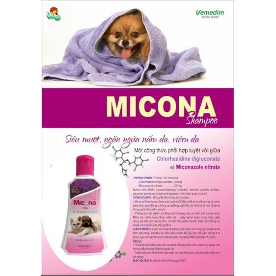 Sữa Tắm Micona Shampoo 200ml - Sữa Tắm Trị nấm và viêm da Cho Chó Và Mèo - Chai Lớn Tiết Kiệm Hơn