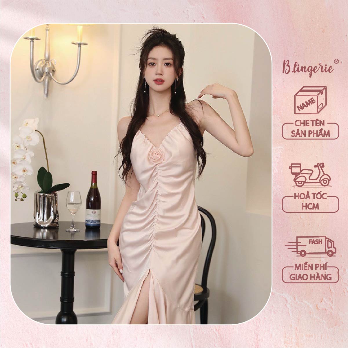 Váy Ngủ Hoa Hồng Nữ Tính - B.Lingerie