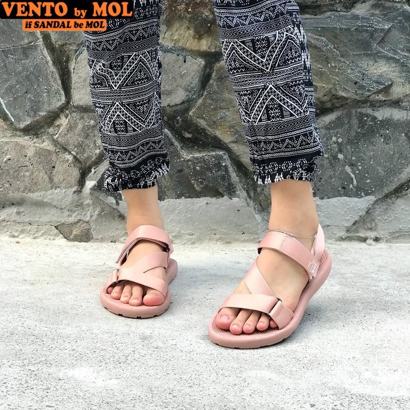 Giày sandal unisex nam nữ quai chéo vải dù đế mõng Slim có quai hậu cố định hiệu MOL mang đi học du lịch MS1166P