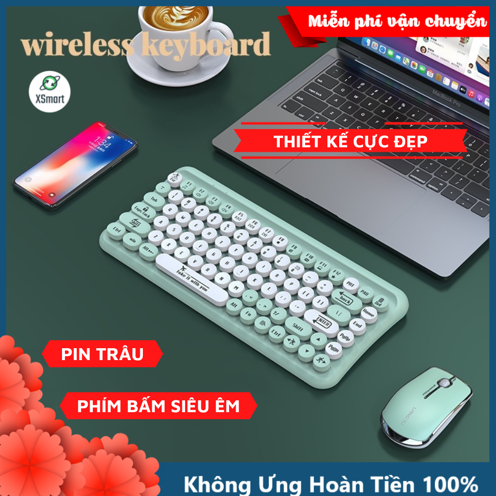 Bộ Bàn Phím Không Dây Cao Cấp LT700 Thiết Kế Cực Đẹp, Pin Trâu, Kết Nối Đa Năng Qua Cổng USB 2.4GHz Cho Máy Tính, Laptop-HÀNG CHÍNH HÃNG