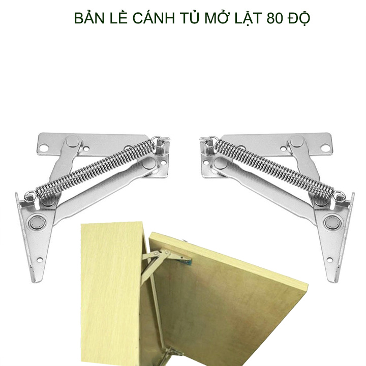 Bộ 2 bản lề 80 độ, dùng cho tủ bếp, tủ để đồ với cánh mở lật, làm bằng thép mạ niken chống gỉ