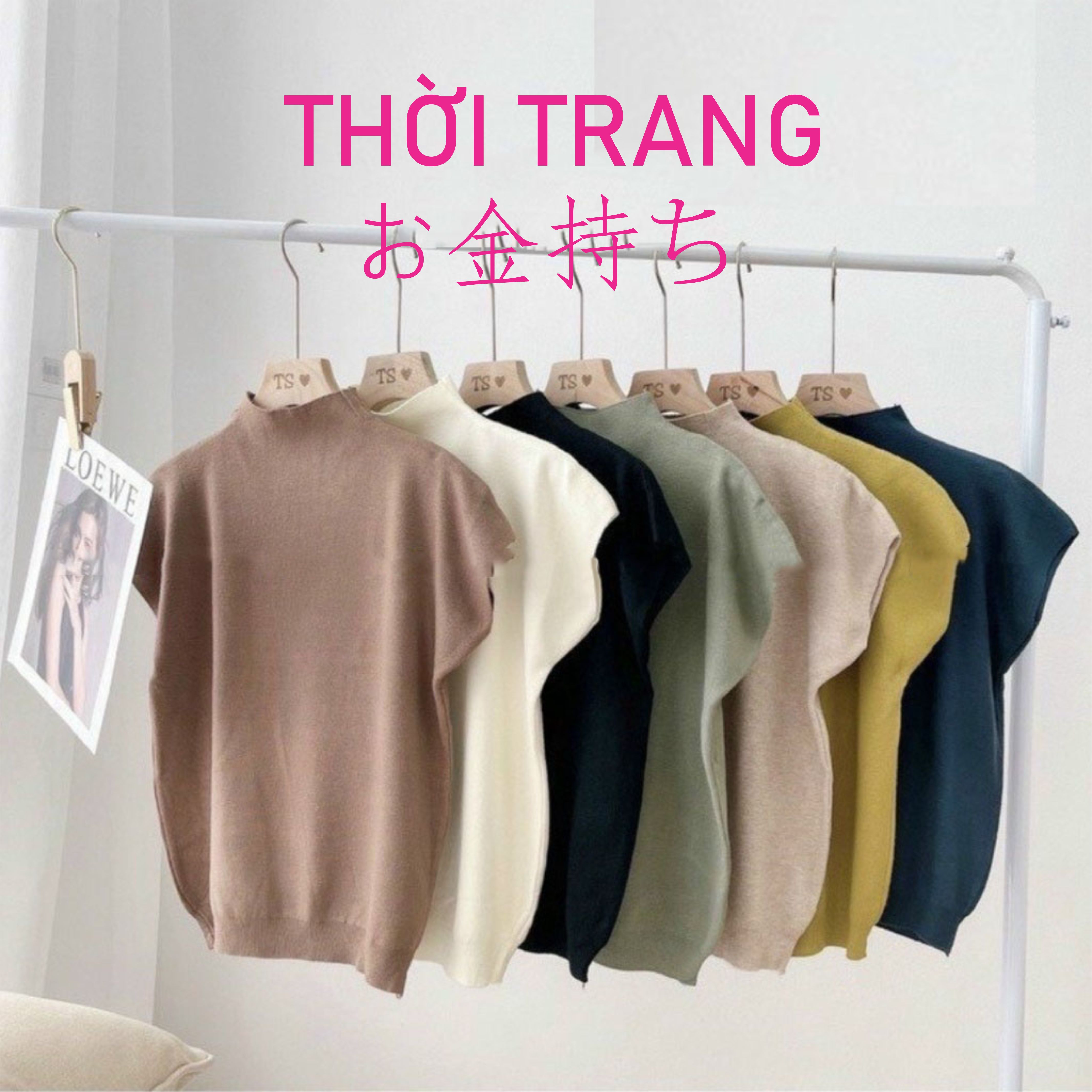 thời trang nữ ao lên cổ 3 phân tay hến có nhiều mầu