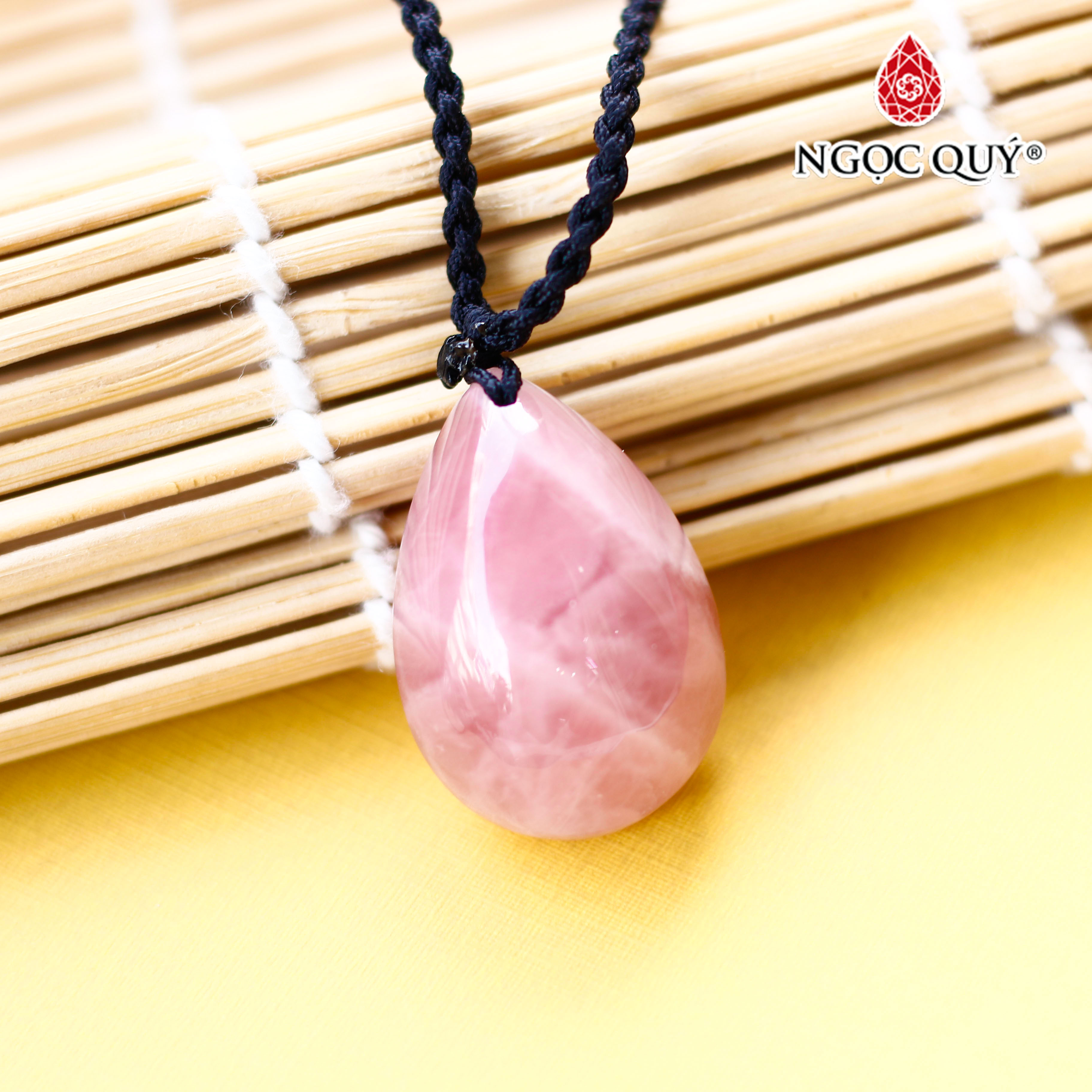 Mặt dây chuyền hình giọt nước thạch anh hồng đậm - Ngọc Quý Gemstones